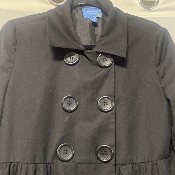 💥3/$40💥Simply Vera Wang Black Big button Aline Coat Size Small - Picture 5 of 8